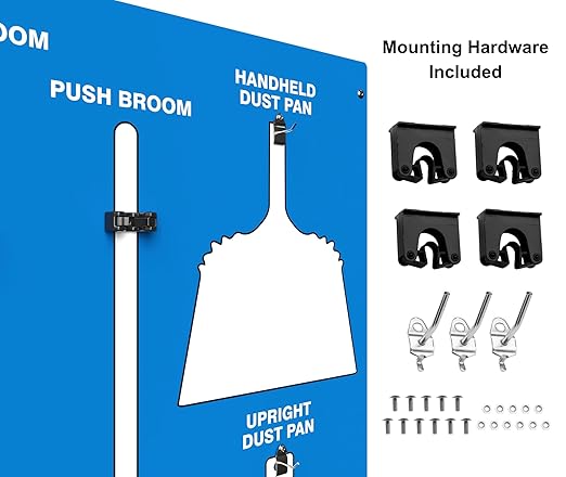 Clean &amp Sweep 5S Shadow Board/Wall Mount Broom Holder 68 x 30 Board 5S Cleaning Station - Board Only Tools Sold Separately Made in The USA by AccuformNMC Blue/White PSB614BUWT