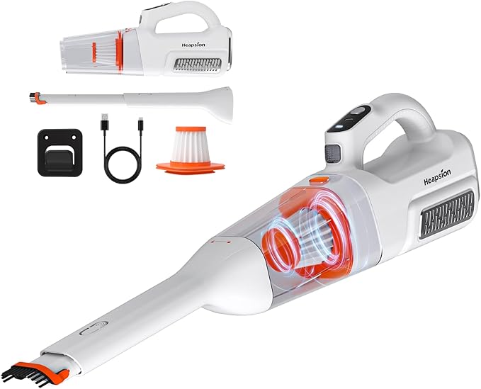 Heapsion Handheld Vacuum Cleaner Cordless 7000Pa Suction Portable Pet Hair Vacuum 30-Min Runtime Rechargeable Type-C Lightweight with Telescopic Tube for Car Home &amp Office with Telescopic Tu