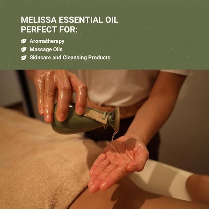 Melissa Essential Oil - Direct from Bulgarian Sustainable Farms - Steam Distilled - Aceite Toronjil for Aromatherapy Massage Diffuser DIY Candle and Soap Making - 5ml