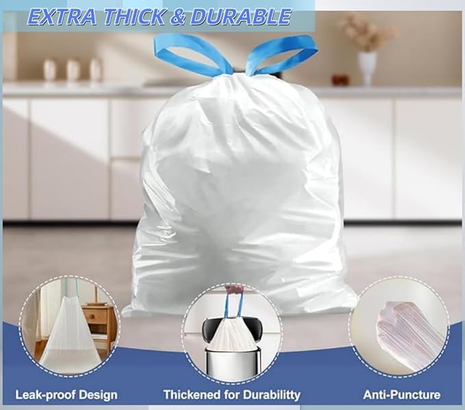 21 Gallon Trash Bags Drawstring 1.7 Mil Thick Big Tall heavy duty White Garbage Bags Resists Tears LeaksRoll for Kitchen Outdoor Cans &amp Household UseCommercial Use 80 Liter 108 Count