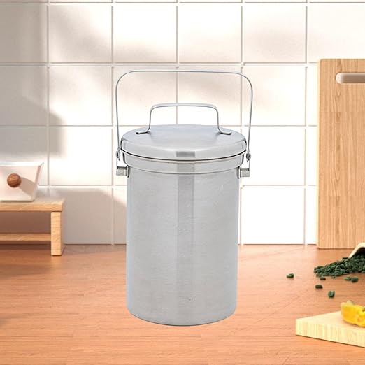 Small Trash Can Stainless Steel Wastebasket with Lid 3L Portable Tabletop Mini Waste Basket with Handle for Household Bedroom