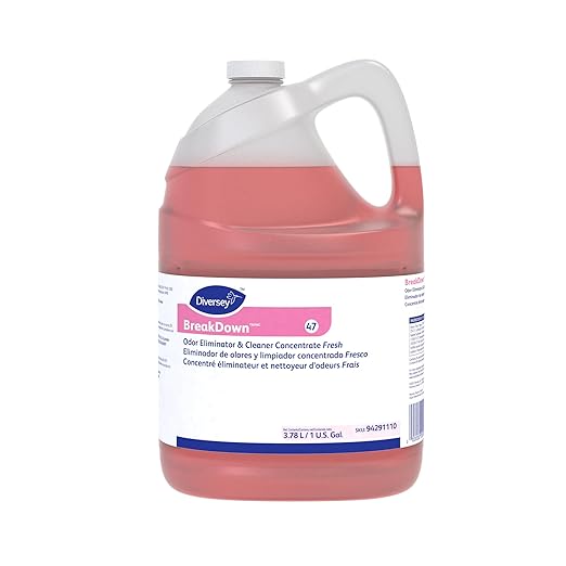 Diversey 94291110 Breakdown Odor Eliminator Enzyme Eliminates Odors &amp Stains on Hard Surfaces &amp Carpet Fresh Scent Concentrate 1-Gallon (Pack of 4)