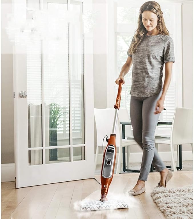 Brown Electric Steam Mop - 30 * 120cm/12 * 47inch - Swivel Head - Tile Laminate Vinyl Hardwood Concrete - Modern Style - A