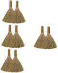 minkissy 8pcs Ergonomic Handle Straw Broom Small Brush Straw Bristle Broom Home Use