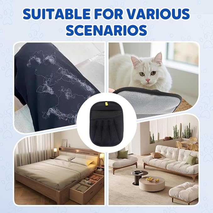 3PCS Pet Hair Removal Glove for Cats Dogs Electrostatic Pet Hair Remover Grooming Removal Gloves for Pet HairHair Remover Electrostatic Gloves for Couch Clothes Carpet Bed Furniture (3PC-Black)