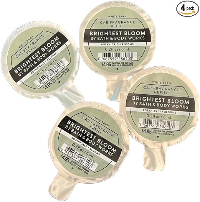 Bath &amp Body Works BRIGHTEST BLOOM Car Fragrance Refill 0.2 fl oz – 4 pack