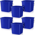 Zhehao 6 Pcs 3 Quart Bucket for Cleaning Small Sanitizer Bucket for Restaurant Square Plastic Pail with Handles for Home Offices Commercial Use Food Service(Dark Blue)