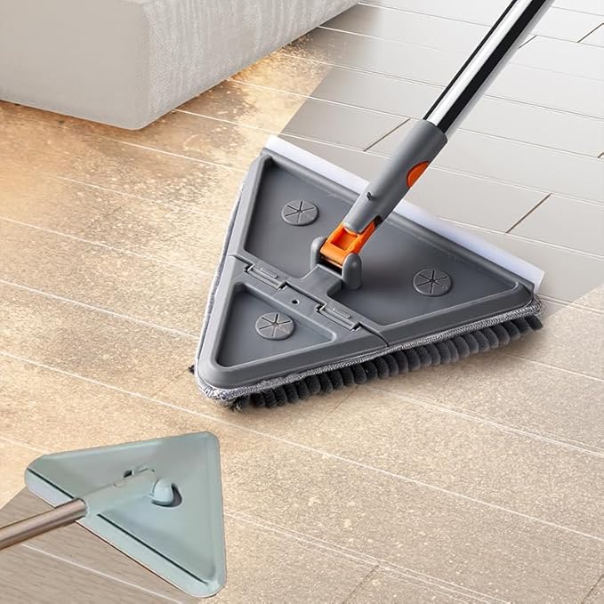Triangle Microfiber Wall Cleaning Mop with Long Handle Adjustable Dry and Wet Dust for Floor Ceiling Window