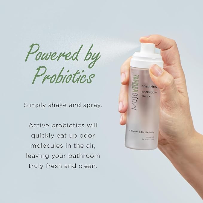 Moso Natural Scent-Free Bathroom Spray (2 Pack) A Discreet Odor Eliminator and Toilet Spray. Unscented. (3.4 oz Per Bottle)