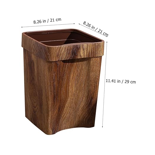Heavy Duty Trash Can Wood Grain Multi-Function Waste Basket for Home Office