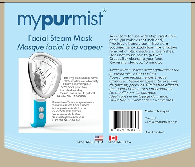 Mypurmist® Essential Kit Plus Facial Steam - Steam Inhaler &amp Facial Steamer Combo Personal Handheld Steam - Sinus Congestion Cold Cough Relief Vocal Care Skincare (Plug-in)