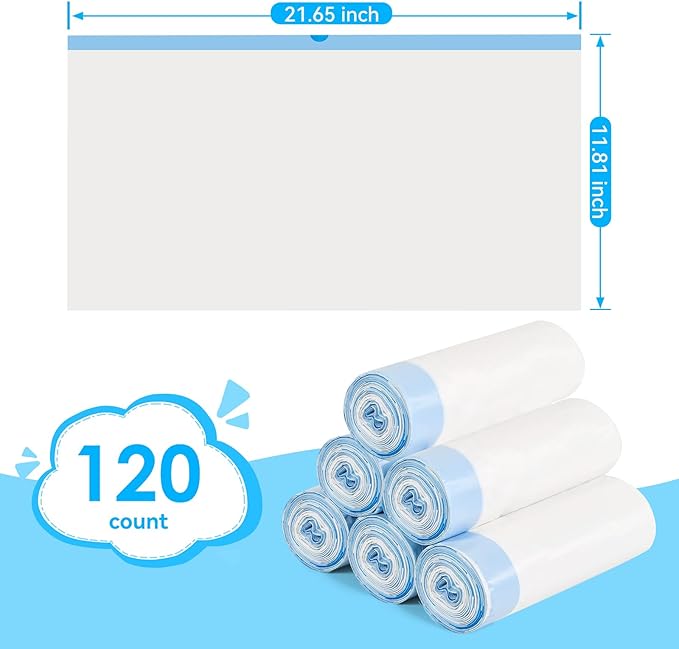Cat Litter Bags 120 Count 26.37x15.74 Drawstring Close Litter Box Liners for Automatic Litter BoxThick Cat Poop BagsEasy to CleanHeavy Duty Robot Bag for Self-Cleaning Box