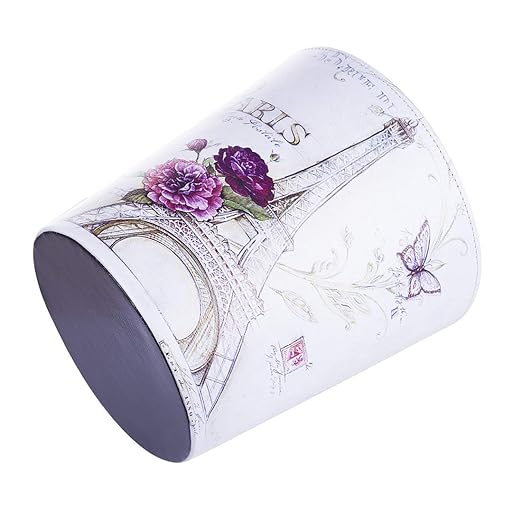 Lingxuinfo Scakbyer Waste Paper Bin European British Style Tower Pattern Trash Can Wastebasket Garbage Can Without Lid Waste Bin for Kitchen Bathroom Bedroom (Tower Purple Flower)