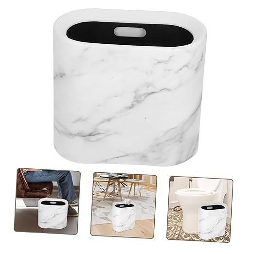 PRETYZOOM Marble Gap Trash Can Home Kitchen Bedroom Bathroom Wastebasket Elegant Design Space-Saving Suitable for Small Spaces