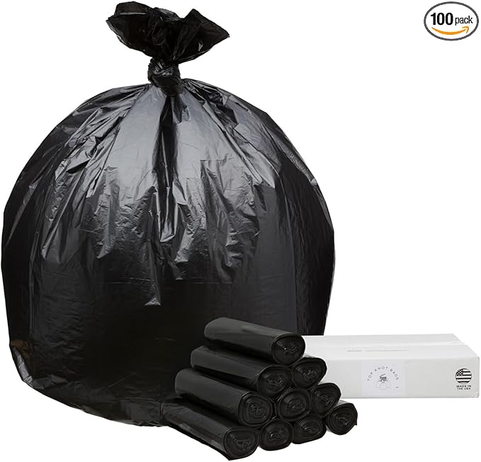 45 Gallon Garbage Trash Bag 40X46 1.2 Mil Black 100 Count Can Liner Bulk 40 Gallon 41 Gallon 42 Gallon 43 Gallon 44 Gallon Made in USA