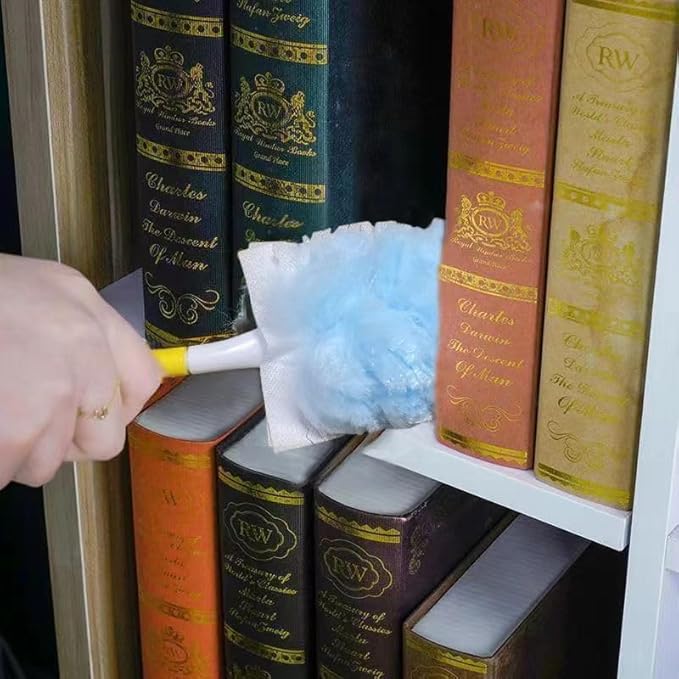 40 Count Duster Refills 360° Heavy Duty Duster Refills Compatible with Swiffer Duster Dusters for Cleaning Home Unscented Disposable Dusters (Blue) (2 Short Handle)