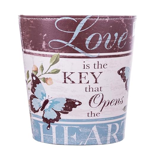 Lingxuinfo Scakbyer Trash Can European Style Waste Paper Bin Wastebasket Garbage Can Uncovered Waste Bin for Kitchen Bathroom Bedroom - Butterfly Pattern
