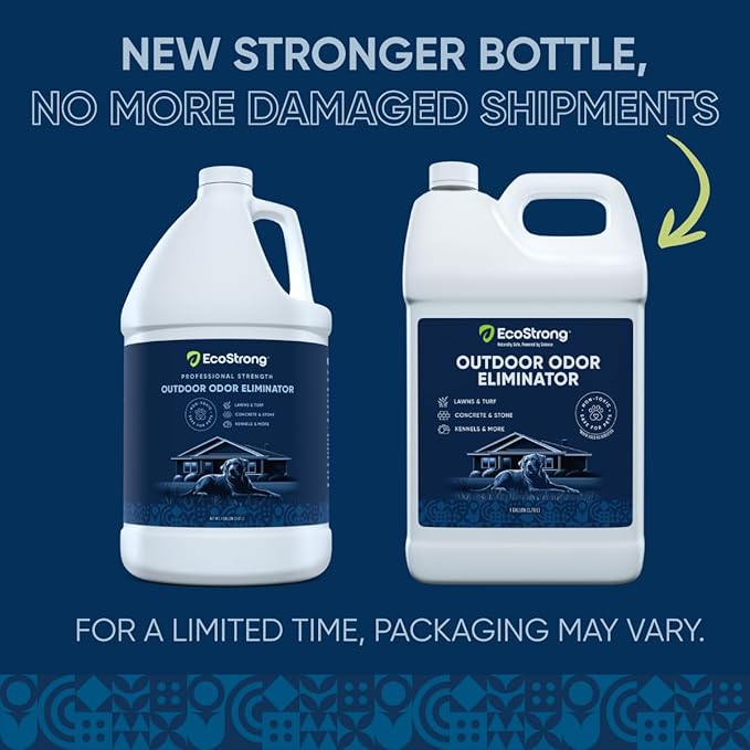 Eco Strong Outdoor Odor Eliminator Outside Dog Urine Enzyme Cleaner Powerful Pet Cat Animal Scent Deodorizer | Professional Strength for Yard Turf Kennels Patios Decks (128 OZ)