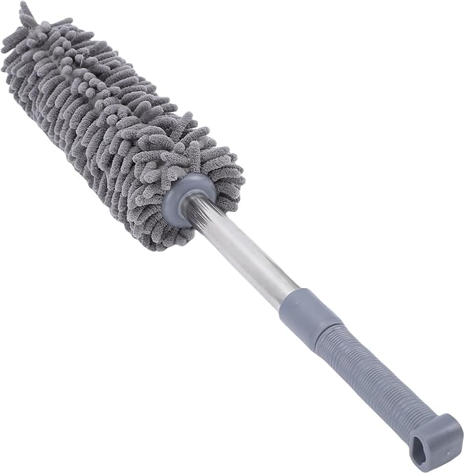 Telescopic Duster with electrostatic adsorption Soft 60 to 80 cm Washable with Flexible Corner Brushes for Easy dust Removal (Gray)