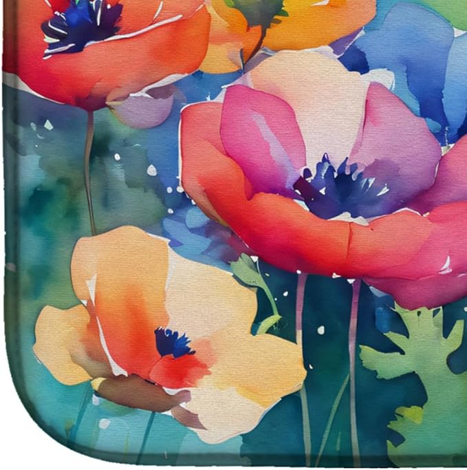 Caroline's Treasures DAC1545DDM Anemones in Watercolor Dish Drying Mat Absorbent Dish Drying Mat Pad for Kitchen Counter Dish Drainer Mat for Countertop 14 x 21 Multicolor