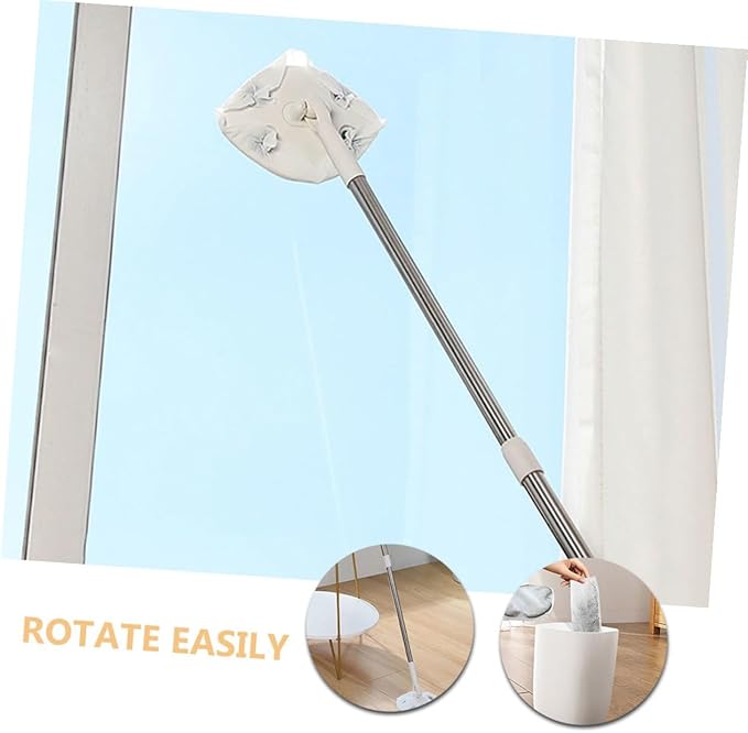 Rotating Dust Mop and Dry Cleaning Cloth Set Triangle Corner Mop with Static Electricity for Hardwood Floors Household Floor Cleaning Tool and Refillable Dry