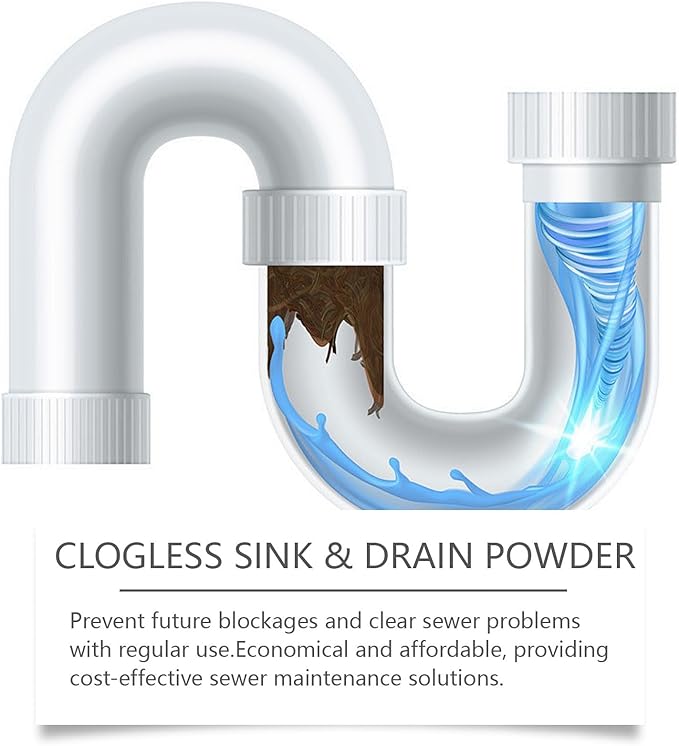 Drain Cleaner Powder - Unclog Kitchen &amp Toilet Drains Remove Grease Eliminate Odors Safe for All Pipe Types(1PCS)