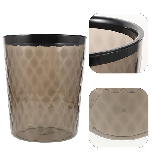 ARTIBETTER Trash Can Wastebasket Plastic Kitchen Wastebasket with Pressing Ring Compact Dark for Home Office Bathroom Bedroom