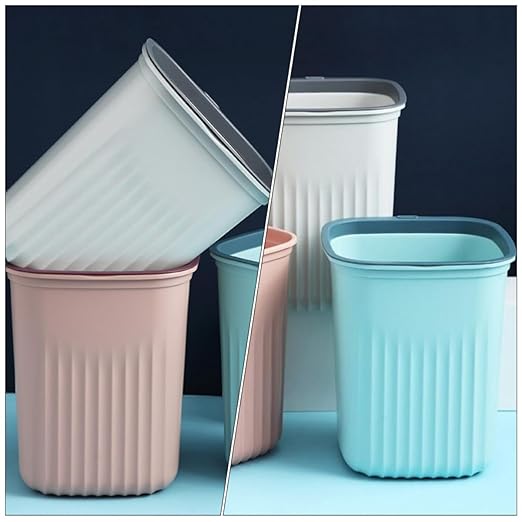 Small Household Trash Can Set 3pcs Plastic Wastebaskets Without Lid Blue Pink White for Bedroom Office Living Room Garbage Container