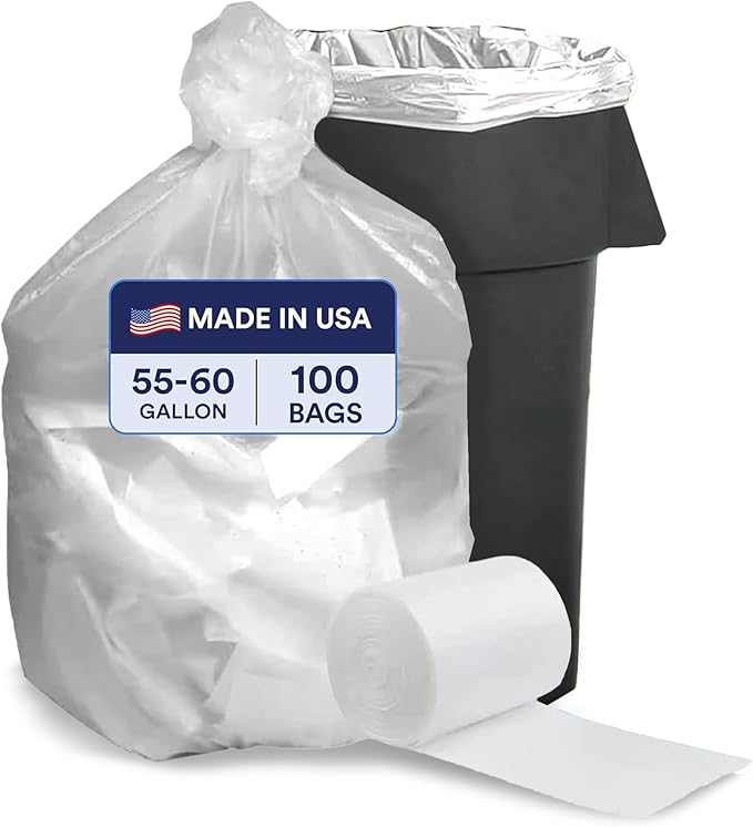 Plasticplace 55-60 Gallon Trash Bags Heavy Duty Black Garbage Bags 100 Count for Lawn Yard and Outdoor Waste Disposal Ideal for Industrial Trash Cans Contractors and Home Improvement Projects
