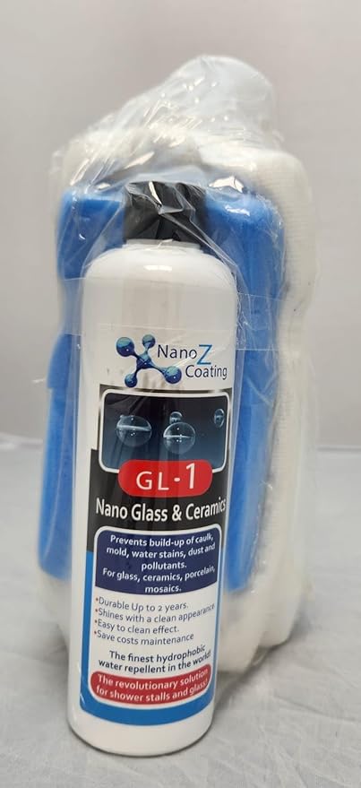 Nano Glass GL1 The #1 Glass Coating High Performance Protector for Shower Stall Coat up to 75 sqft. Protects for 12-24 months (8.45 Oz)