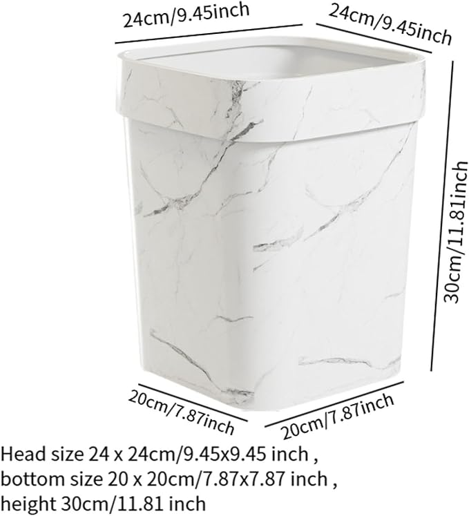 Open Top Trash Can Garbage Can Multipurpose Dustbin Waste Basket Bin Double Layers Trash Bin for Bathroom Guestroom Restroom White L