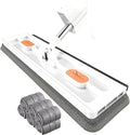 Large Flat Mop Self-contained Slide Microfiber Floor Wet and Dry for Cleaning Floors Home Tools(White mop 6 rag)