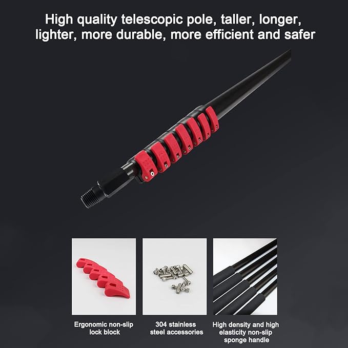 Solar Panel Cleaning Pole Water Fed Telescopic Brush Kit Window Glass Cleaning Brush Photovoltaic Panel Cleaner Tool with Sprayer6M/20FT