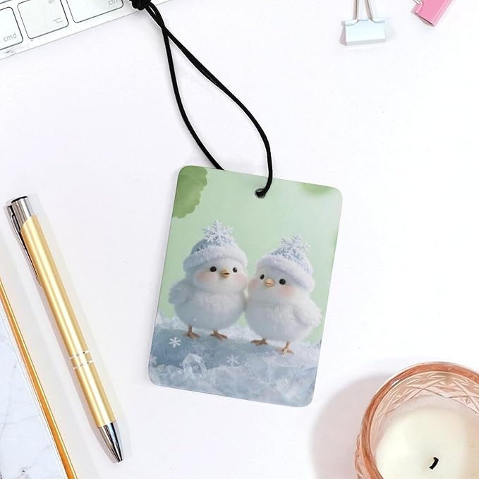 5PCS Car Air Freshener Hanging Personalized Double Sided Snowy Chicks Car Fresheners Long Lasting New Cars Scents Cute Automotive Freshies for Closets Drawers (tea)