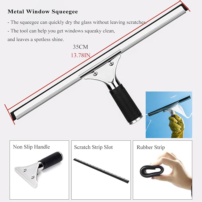 Window Cleaner Tool for High Windows 33 26 20 14 Feet 8 5 Ft Professional Extendable Cleaning Tool Kit/Telescopic Poles Bars for Indoor Outdoor Washing Glasses with Squ7m/275.6in/23ft