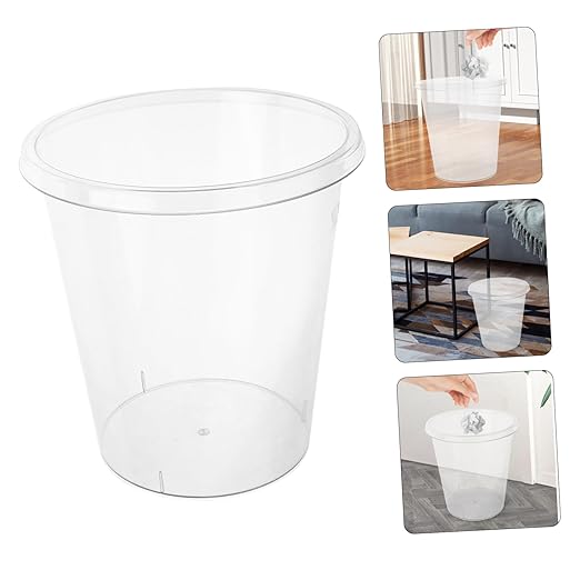 GLEAVI Clear Trash Can Versatile Wastebasket for Bedroom Living Room Bathroom Easy to Clean Rubbish Storage and Reusable
