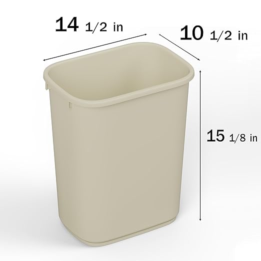 28 Qt. / 7 Gallon Beige Rectangular Wastebasket Trash Can