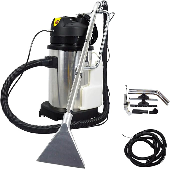 Commercial Carpet Cleaner Machine 40L/11Gal Heavy-Duty 3-in-1 Extractor Machine (SprayVacuumWash) for Hotel/Office with 23ft Cord &amp Steel Drum 1000W 110V