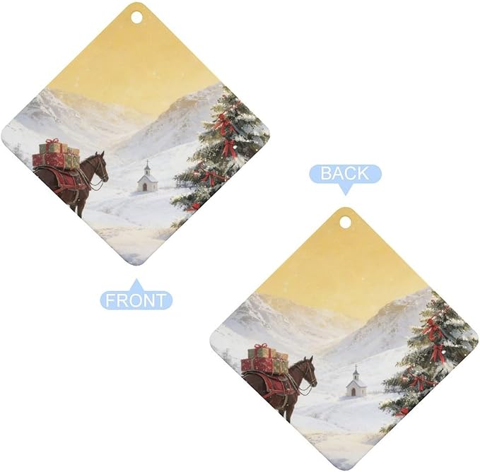 5PCS Car Air Freshener Hanging Personalized Double Sided Snowy Xmas Horse Car Fresheners Long Lasting New Cars Scents Cute Automotive Freshies for Closets Drawers (tea)