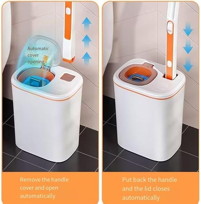 Toilet Brush System with 40 Count Refills Toilet Holder Bowl Wand Brush Cleaning Kit &amp Replacement Cleaner Refill Pads (Toilet Cleaning Kit - Orange)