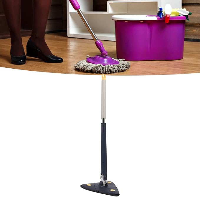 Extendable Triangle Mop 360 Degree Rotary Cleaning Mop for Home Bathtub Floor Wall - Durable ABS and Stainless Steel Quick Water Absorption Corner Cleaning