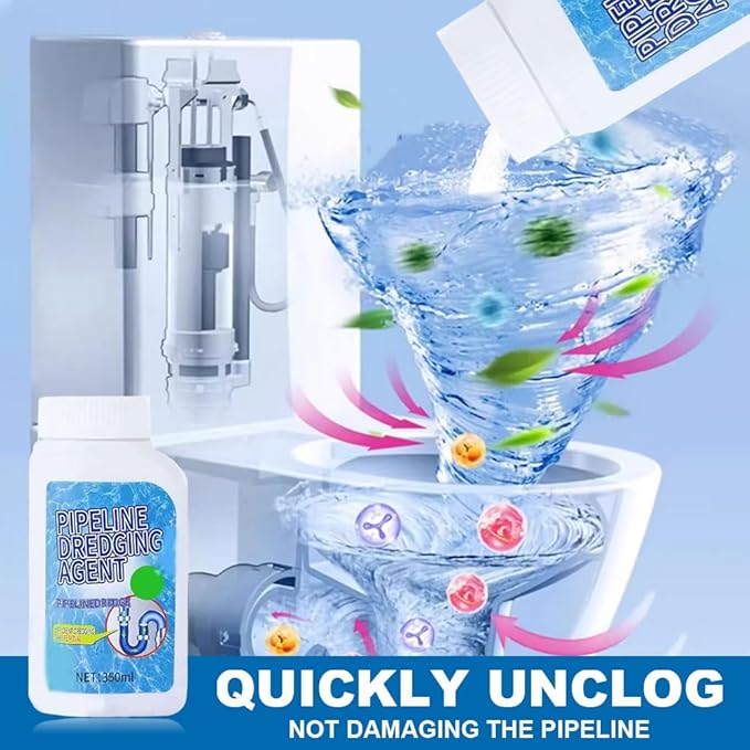 Powerful Pipe Dredging Agent 2025 New Pipeline Dredging Agent Drain Clog Remover Upgrade Quick Cleaning Drains Toilet Cleaner Tool Sink and Drain Pipe Unclogging Agent for Kitchen Bathroom (2Pcs)