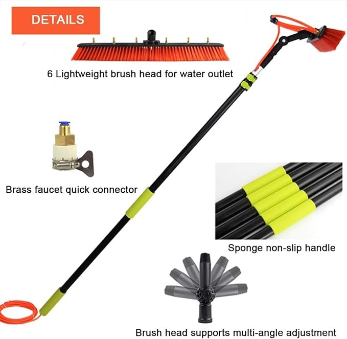 Photovoltaic Panel Cleaning Window Clean Water Fed Telescopic Brush Extendable Cleaner Conservatory Roof Cleaning Tools Tool (Color : 5.4m/18ft)