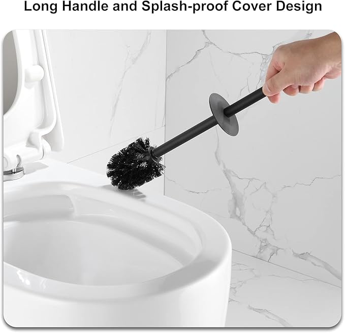 BGL Square Toilet Brush with HolderStainless Steel Rubber Painted Toilet Bowl Brush and Holder for Bathroom2 Cleaner Brush HeadsGold