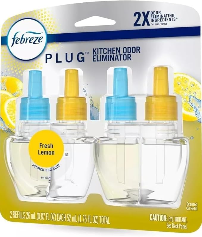 Febreze Plug with Fade Defy Technology Air Freshener (2) of 0.87 fl oz Refills (Fresh Lemon)