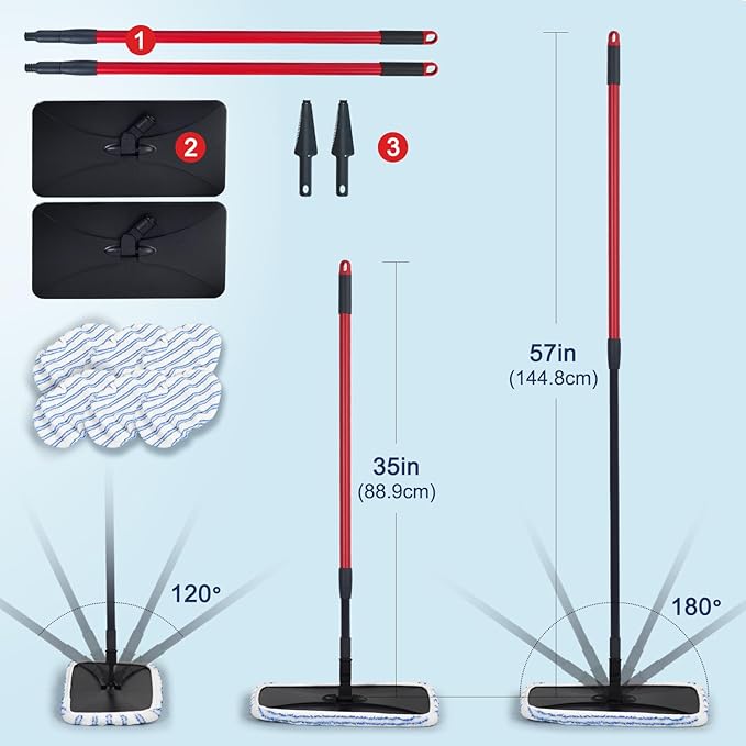 Matthew Two Microfiber Mop Combos Compatible with Hardwood Floor'N More Microfiber MopWashable 15x8 Inches6Pcs Microfiber Wet Mop Refills for Wet&ampDry Floor CleaningIncl.2 Cleaning Scrapers
