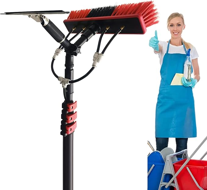 Window Cleaning Pole Kit Water Fed Pole Kit Window Cleaning Pole Water Fed Telescopic Brush Extendable Cleaner Conservatory Roof-12FT