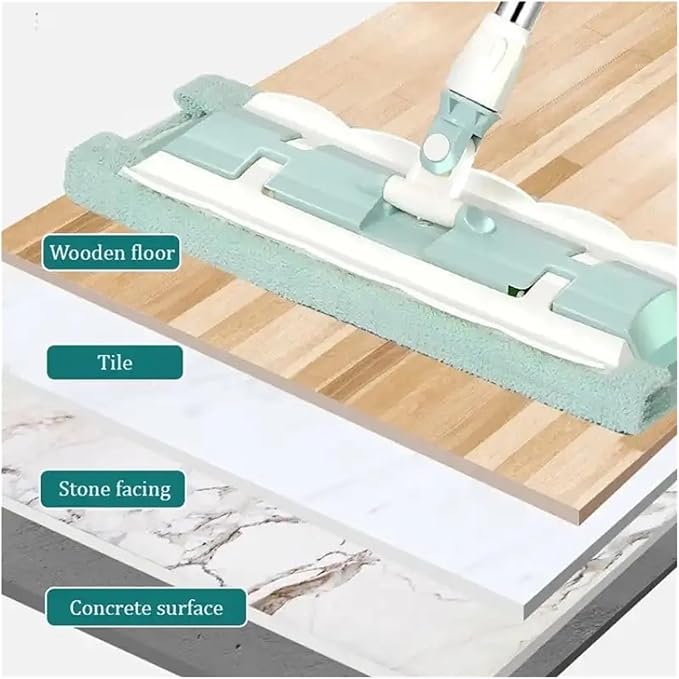 Compatible for Flat Mop Stainless Steel Handle with Reusable Washable 3Mop Cloths Floor Household Cleaning Tool(Green)