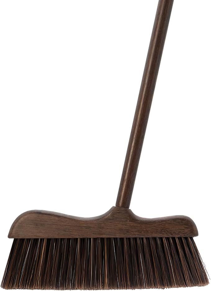 Wood Angle Broom – 44.8” Wooden Handle Compact Brooms for Indoor Kitchen – Soft PP Bristles Durable Sweeping Broom