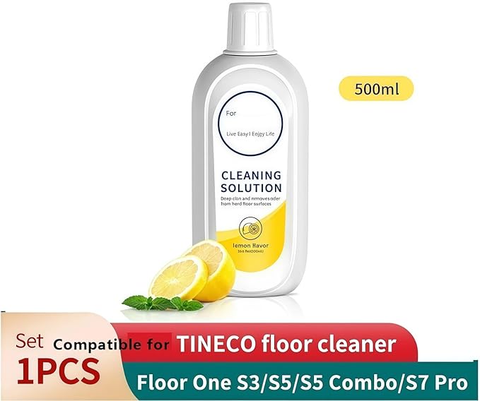 500mL Floor Cleaner. Compatible With Tineco FLOOR ONE S5 S3 IFLOOR3 IFLOOR2 IFLOOR SERIES. Natural Fresh Lemon Scented Floor Cleaning Machine Cleaning Liquid(500ml 2pc)